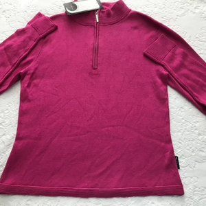Tegna Ribbed Cotton + Silk half-zip sweater SMALL $121 NWT